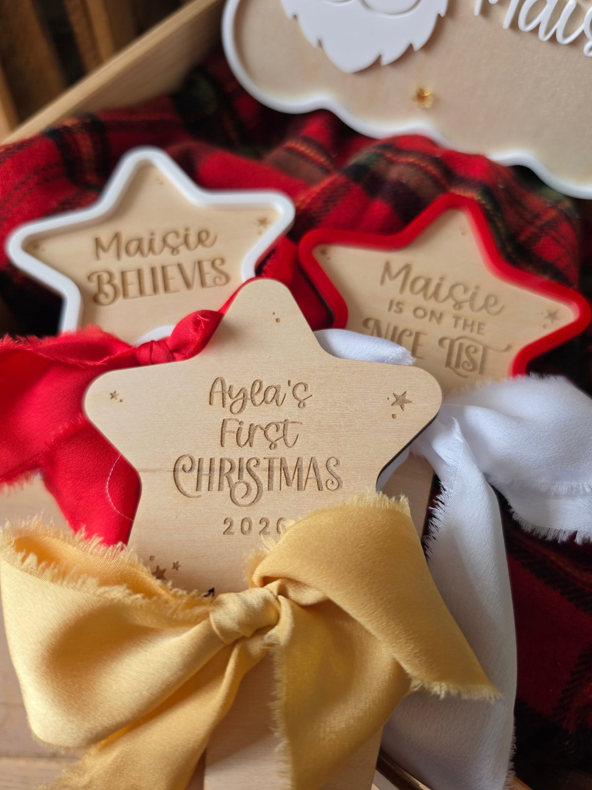 Christmas Star Wands with Custom Text - Wooden and Acrylic Photo Prop
