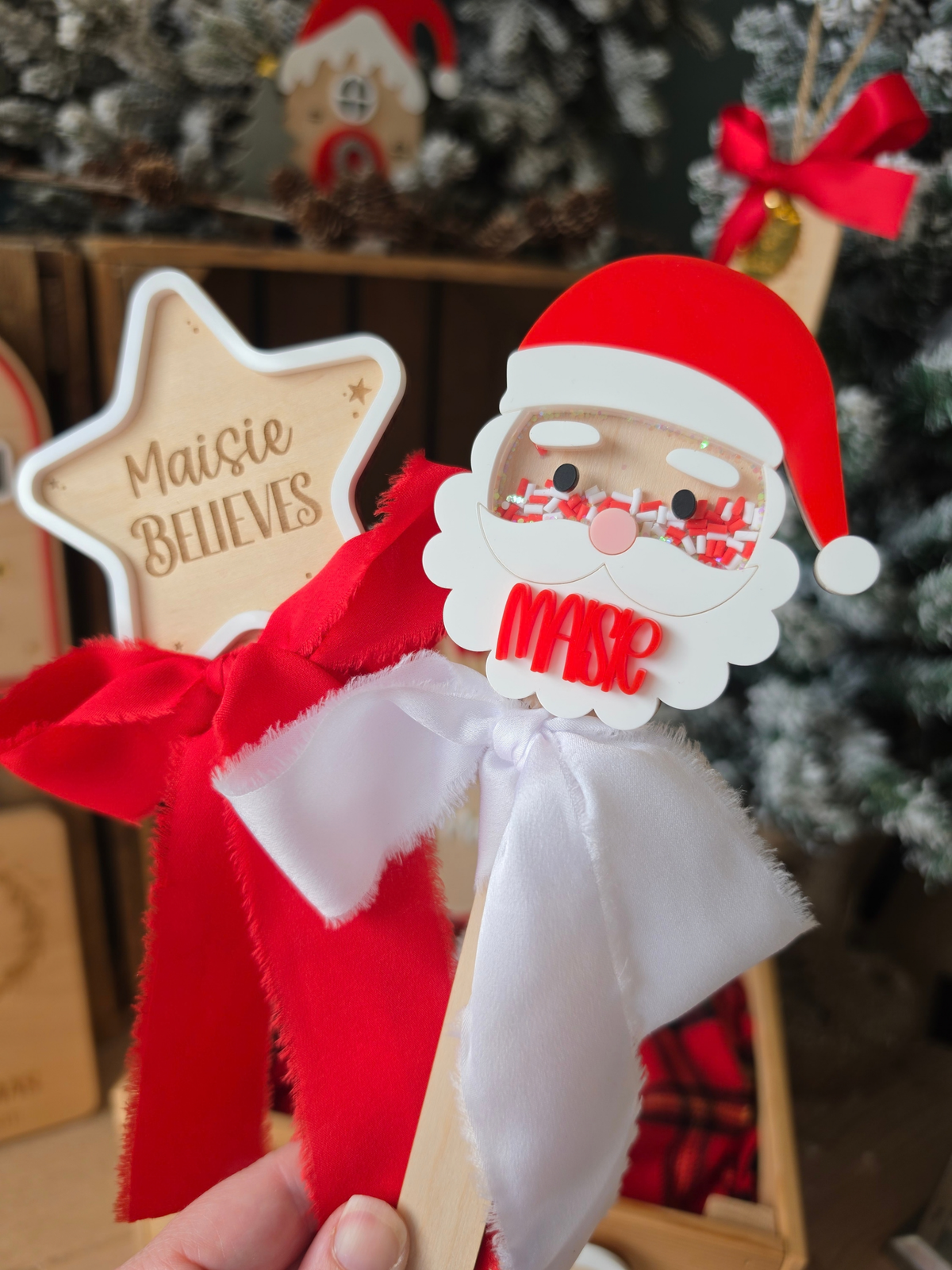 Santa, Rudolph and Gingerbread Christmas Shaker Wands - Christmas Eve / December Box Fillers