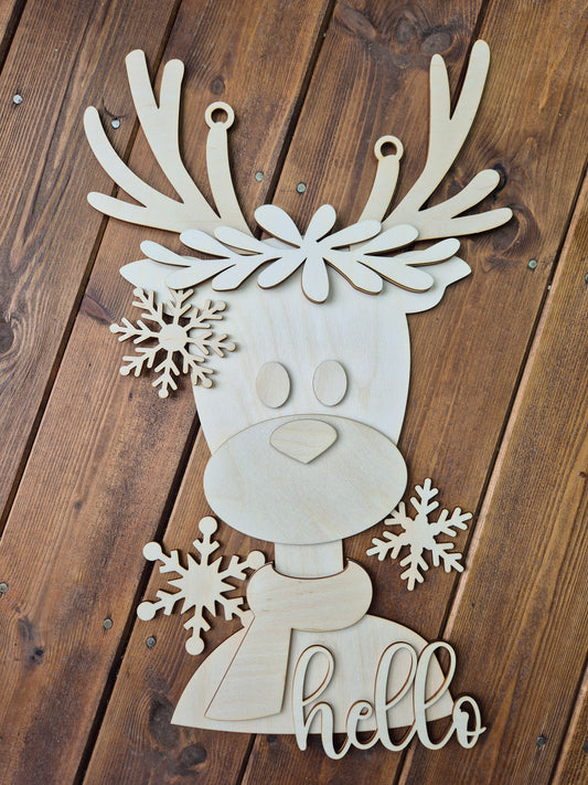 Christmas Reindeer Door Hanger Blanks Kit