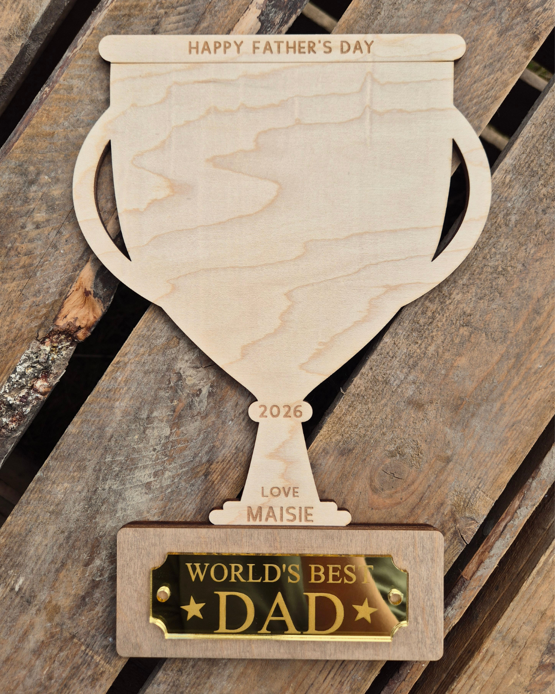 World's Best Dad Trophy Handprint Plaque - Personalised Father's Day Gift