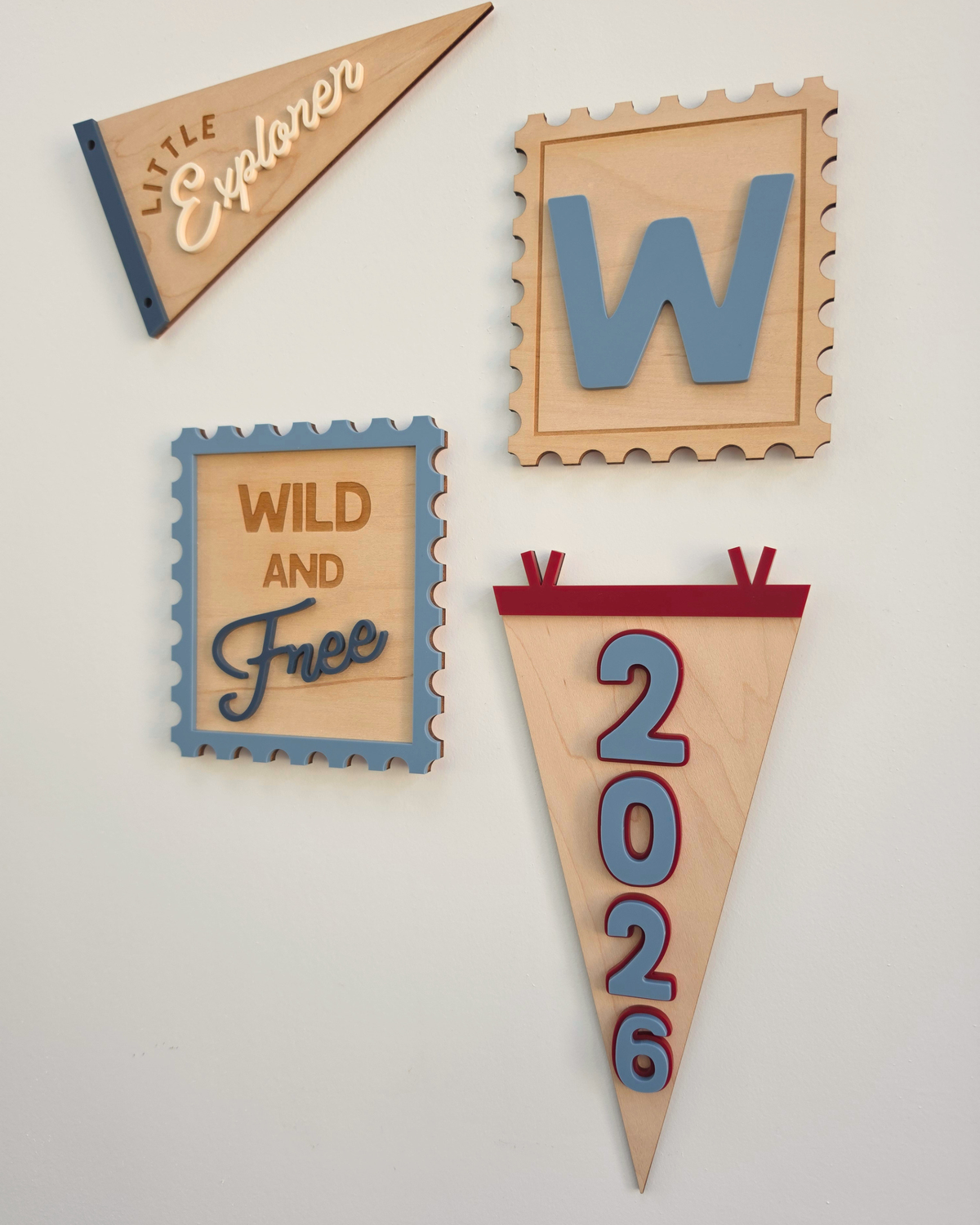 Birth Year Vertical Camp Pennant Flag - Large Wooden and Acrylic Sign