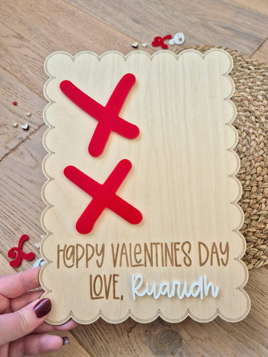 XOXO Baby Valentine's Handprint Keepsake - Personalised Scallop Edge Sign