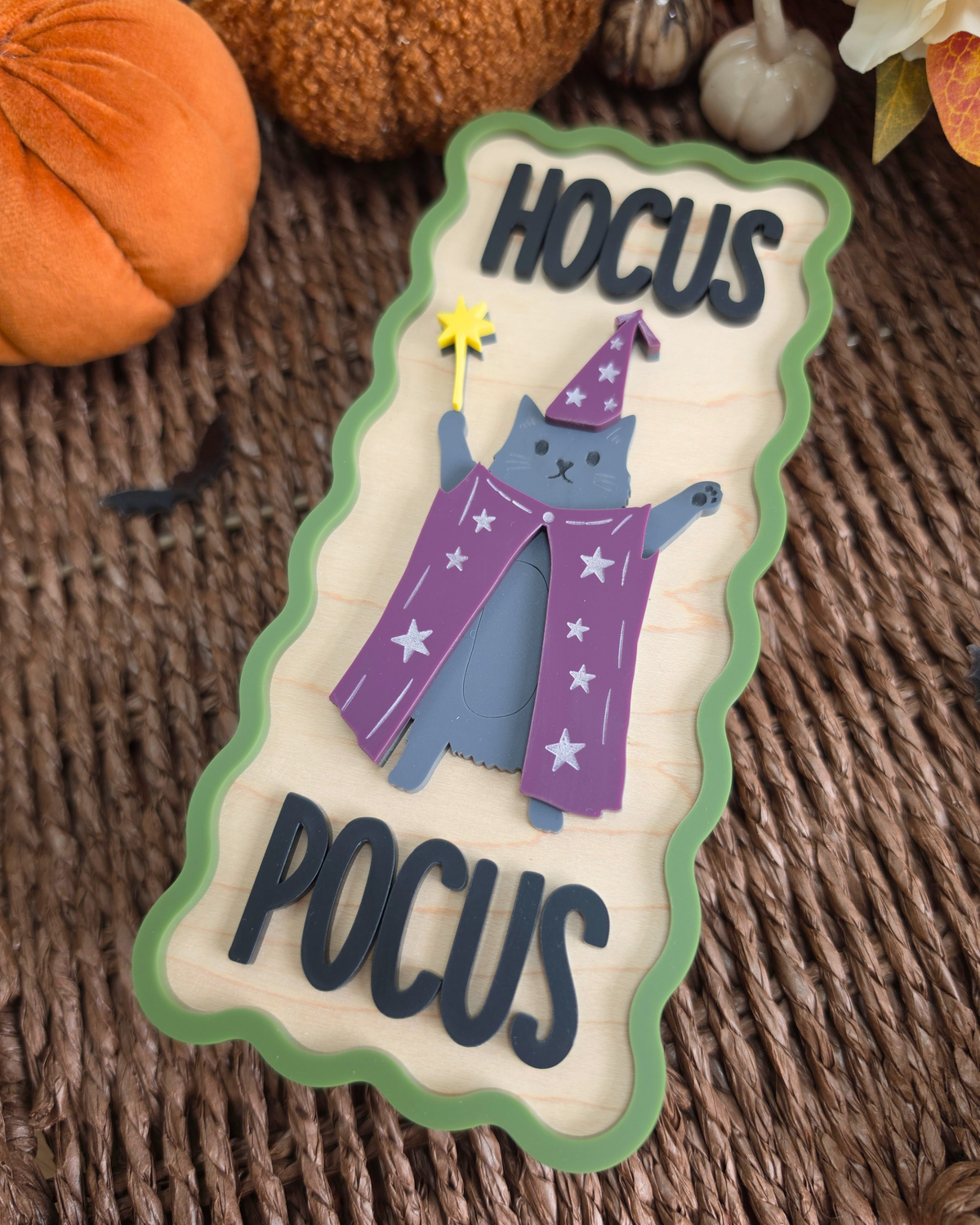 Hocus Pocus Magician Cat - Acrylic and Wooden Wall Decor