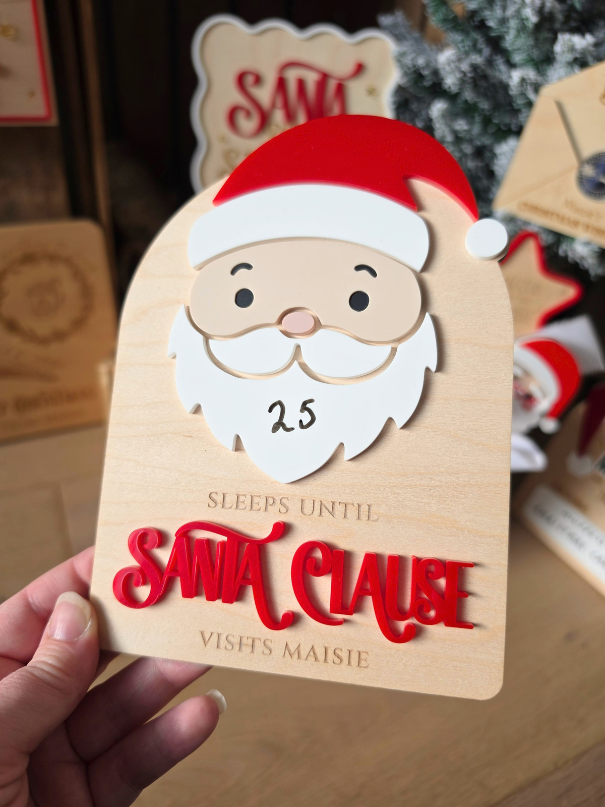 Personalised Santa Countdown - Wooden and Acrylic Plaque