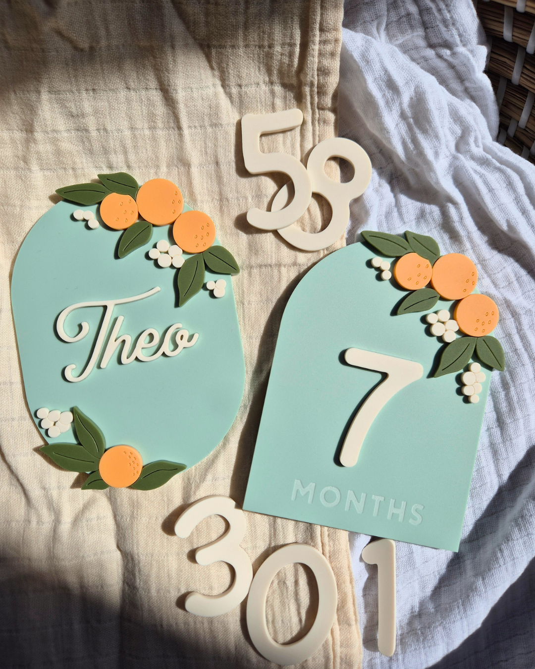 Orange Blossom Birth Announcement - Acrylic Name Sign