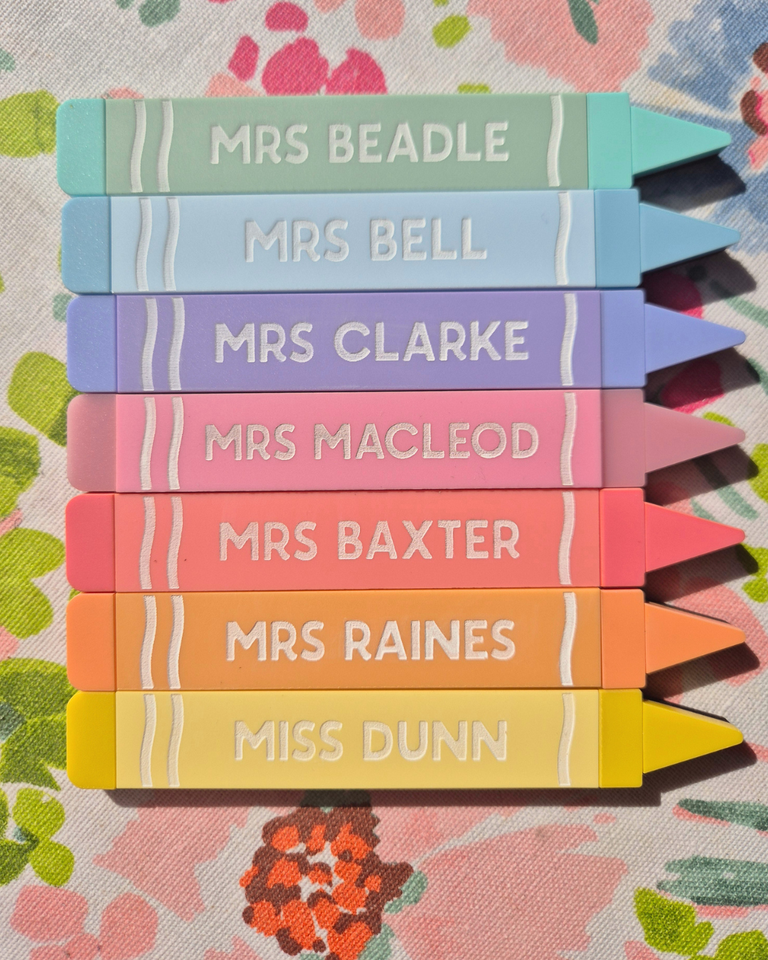 Set of 4 Personalised Retro Crayon Magnets - Custom Colour Acrylic and Wooden Gift