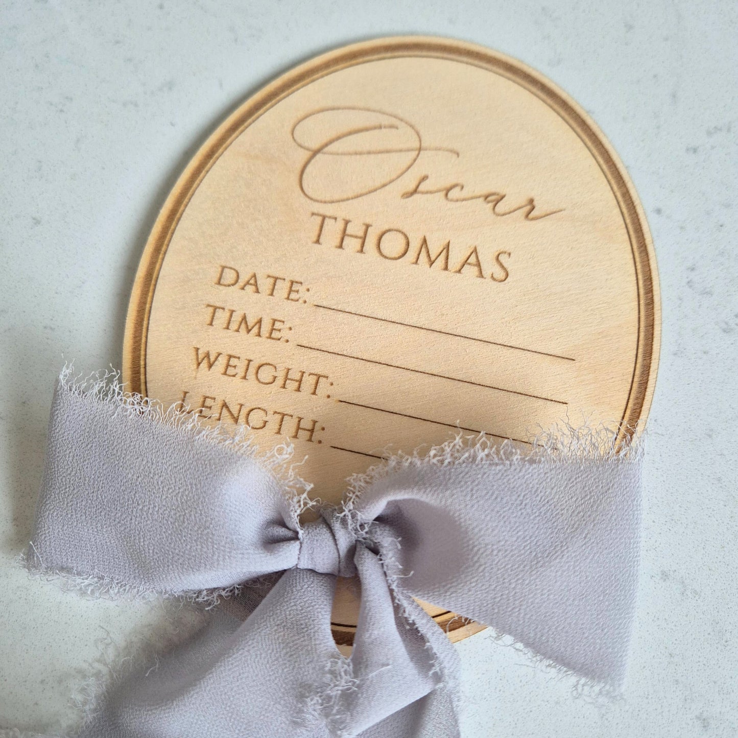 Vintage Oval Baby Birth Stats and Name Announcement Sign - Personalised Plaque with Writable Space