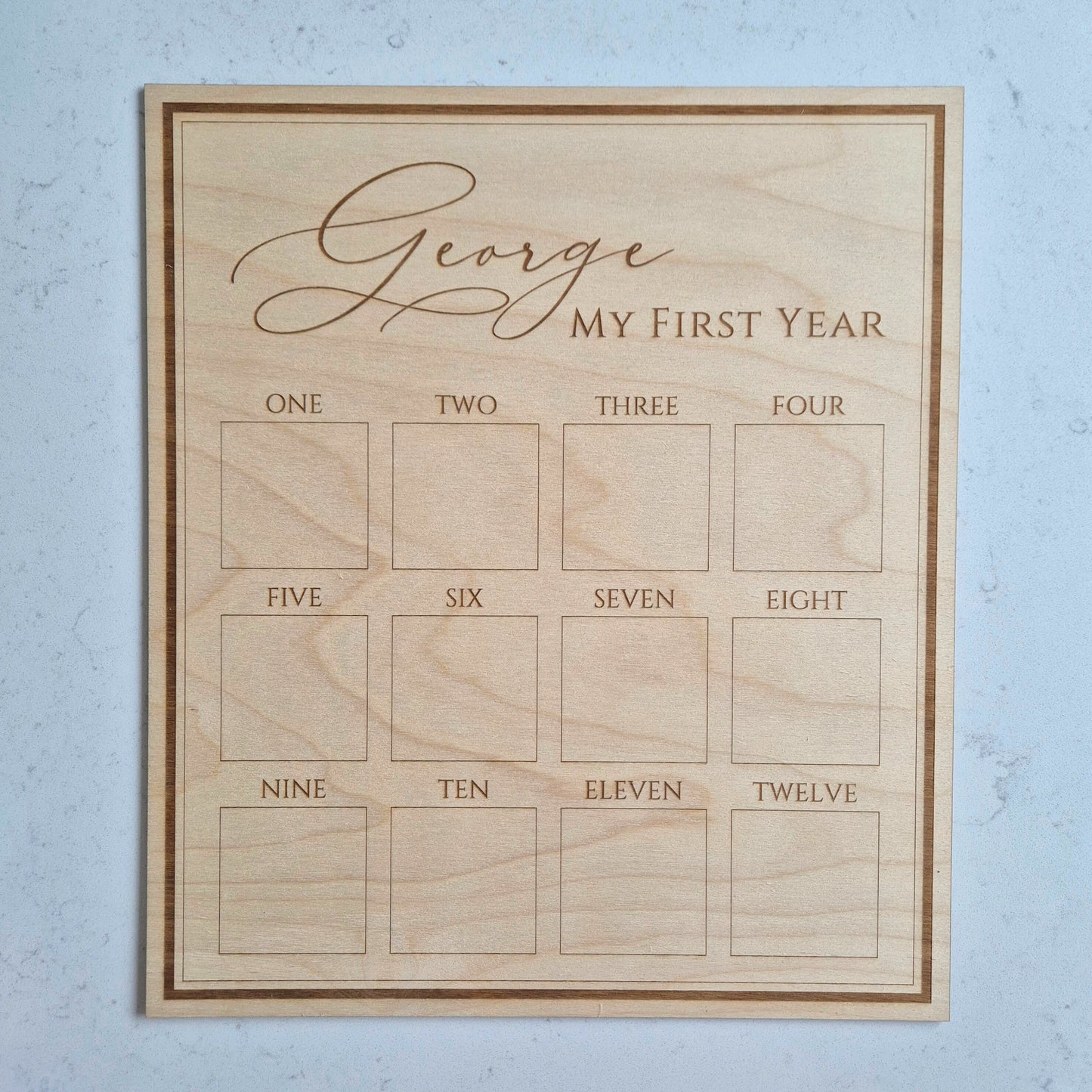 Vintage My First Year Photo Board - Elegant Monthly Milestone Photo Prop