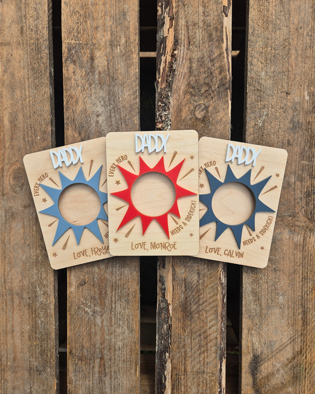 Superhero and Sidekick Photo Magnet - Personalised Father's Day Gift