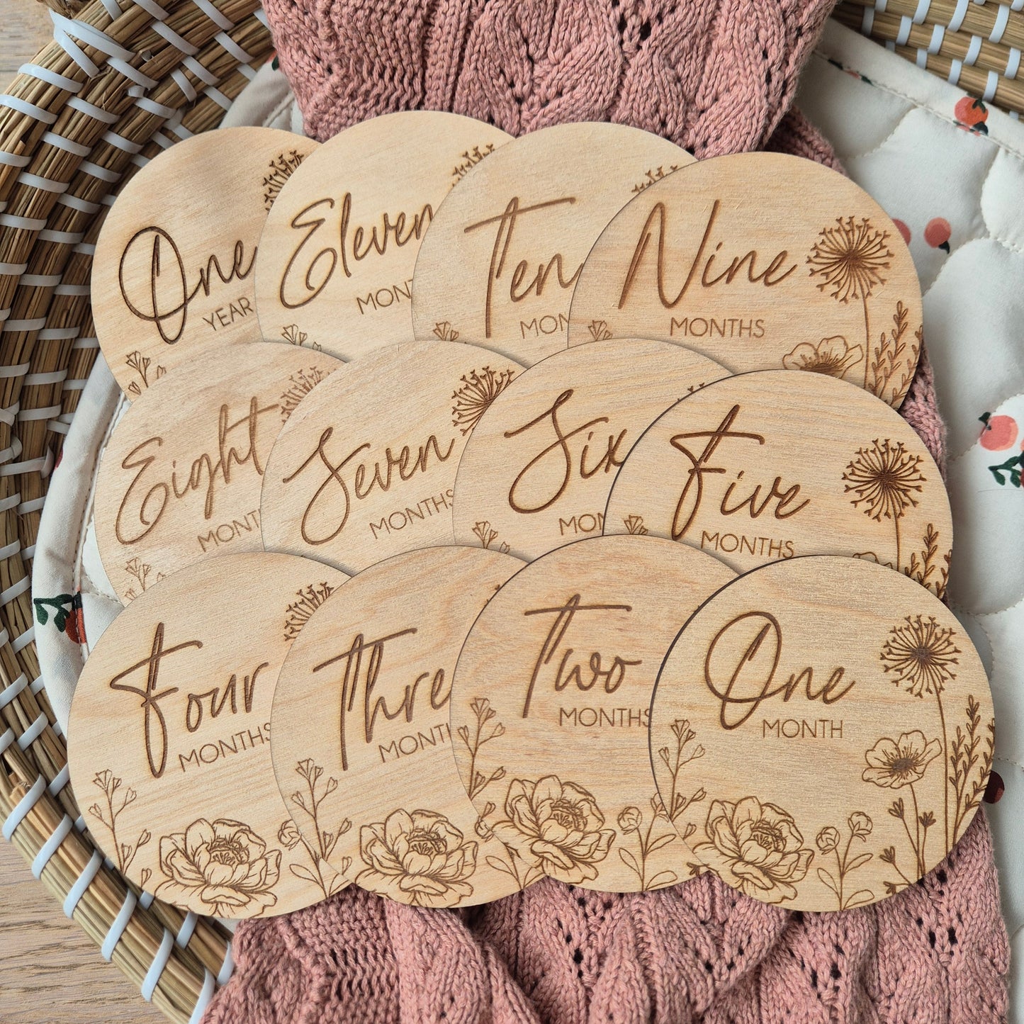 Floral Baby Monthly Milestone Discs