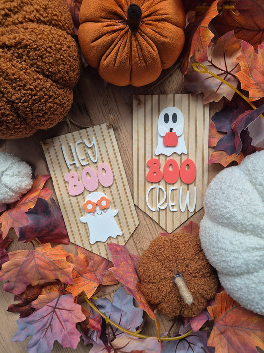 Boo Crew Hanging Sign - Acrylic Pinstripe Banner