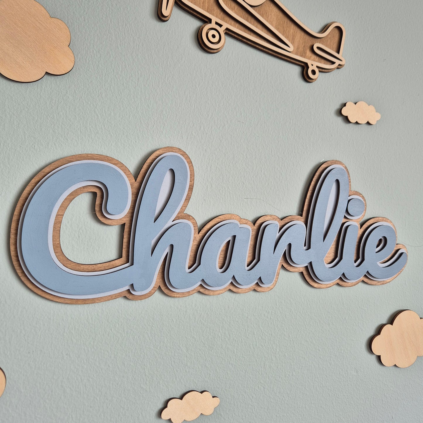 Personalised Wooden Triple Layer Name Sign