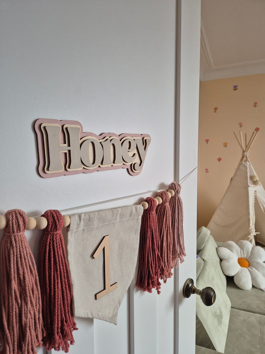 Personalised Wooden Triple Layer Name Sign