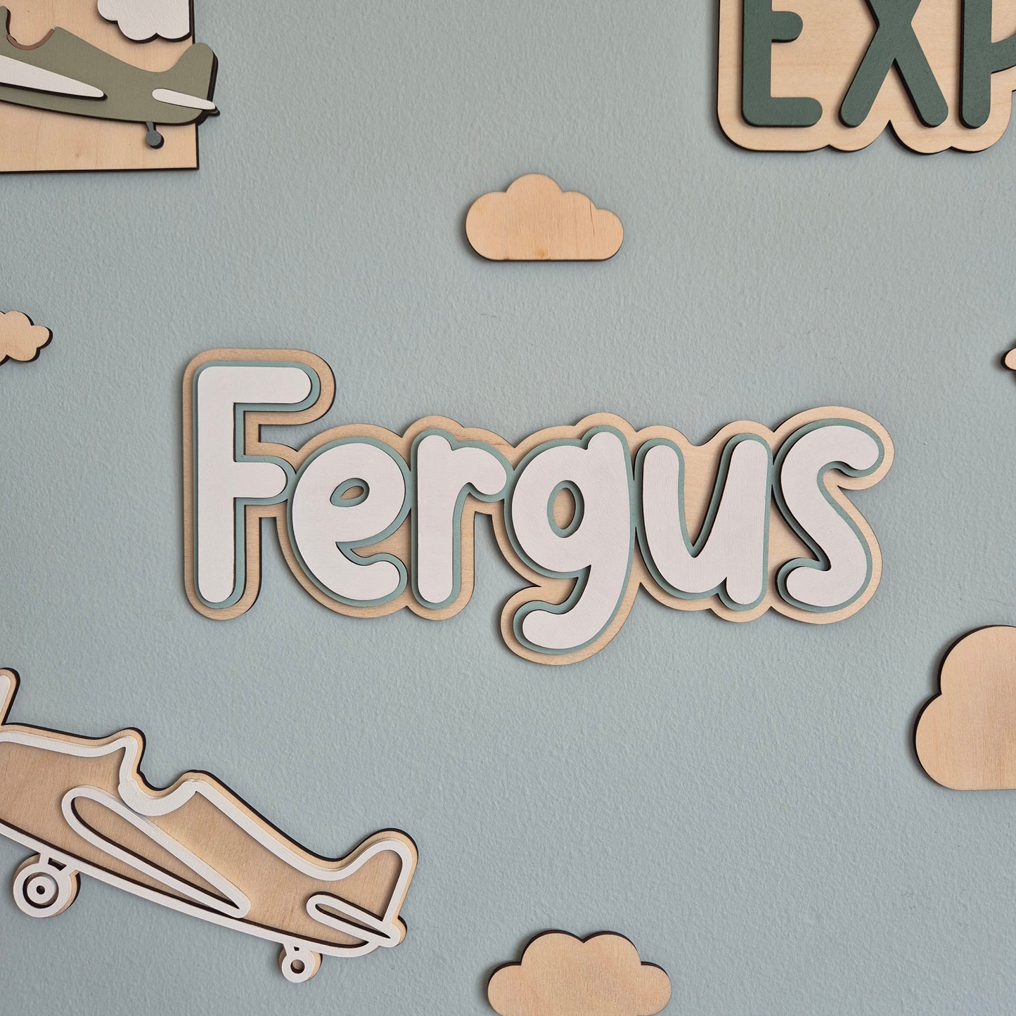 Personalised Wooden Triple Layer Name Sign
