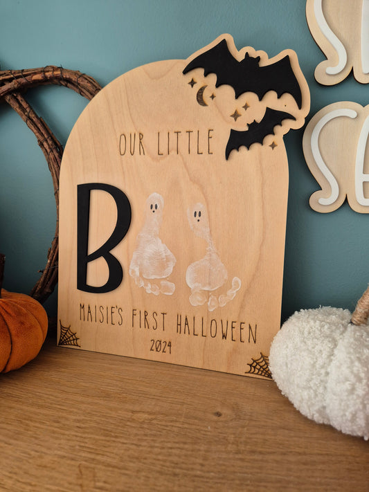 Our Little Boo Personalised Sign | Baby Halloween Memory Plaque