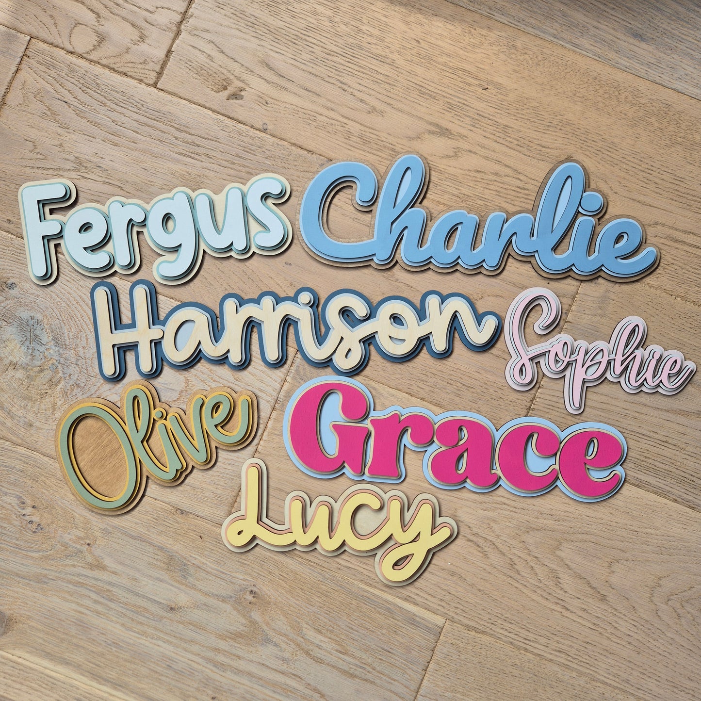 Personalised Wooden Triple Layer Name Sign
