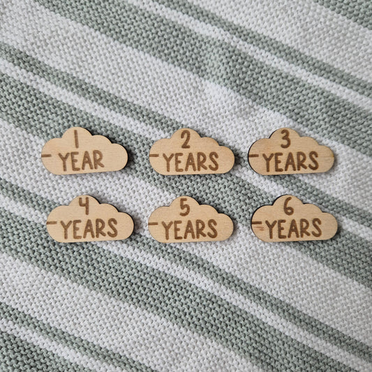 Cloud Wooden Height Chart Markers - Set of 6 Growth Milestone Tags