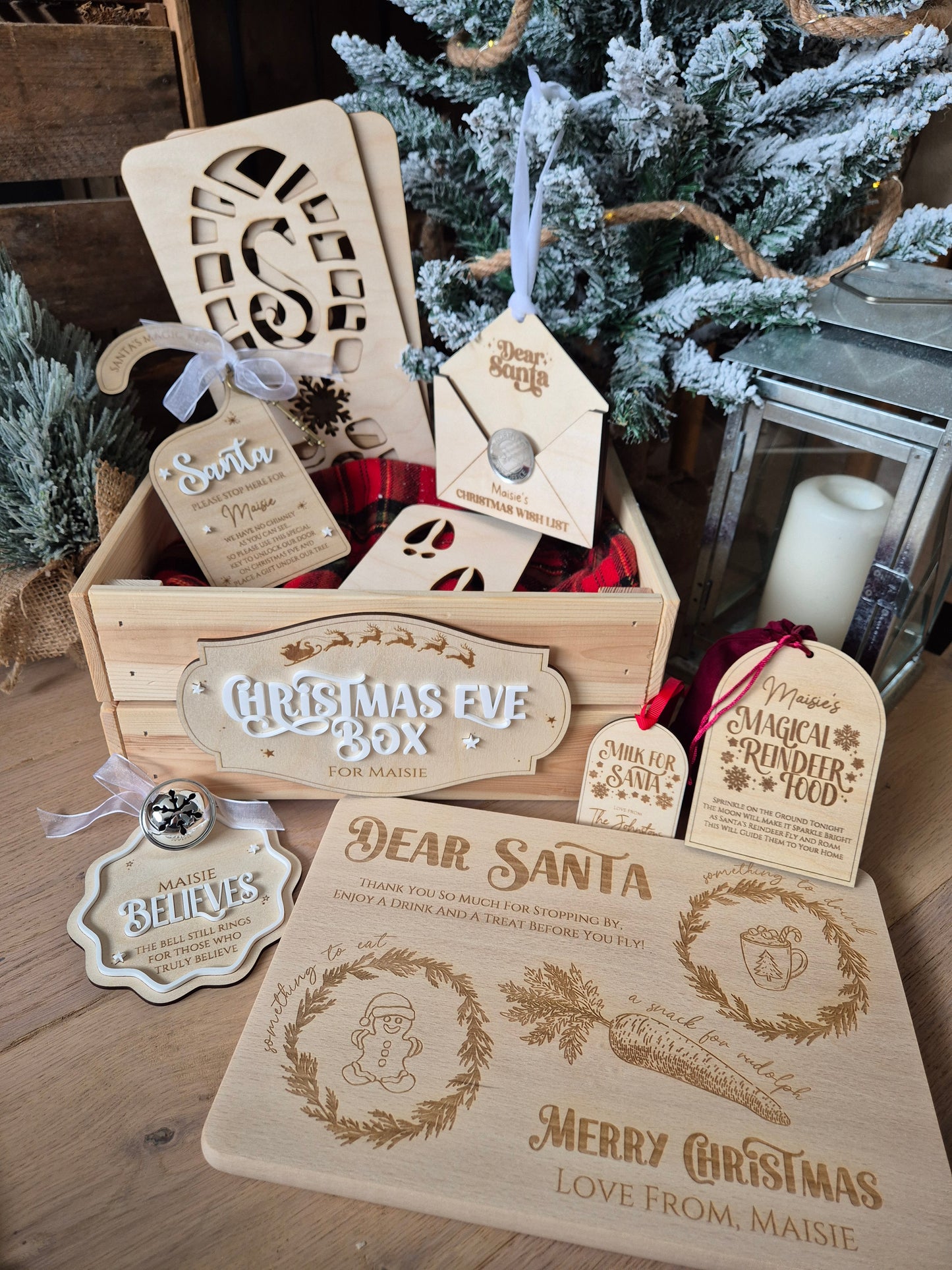 Christmas Traditions Santa and Reindeer Footprint Wooden Stencils