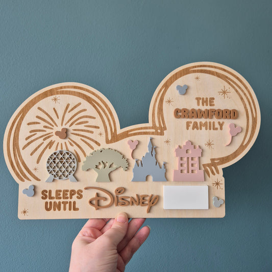 Disney World Holiday Countdown | Large Acrylic and Engraved Wood Reusable Sign