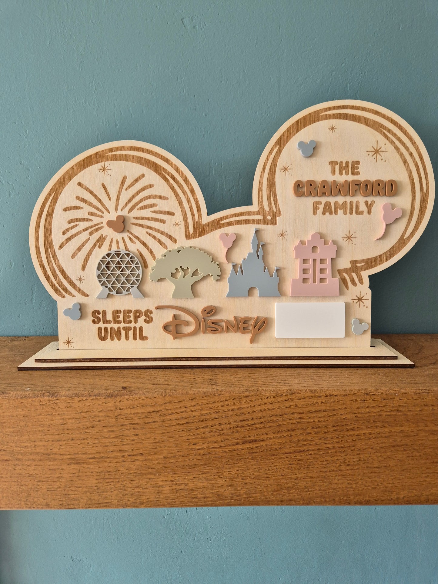Disney World Holiday Countdown | Large Acrylic and Engraved Wood Reusable Sign