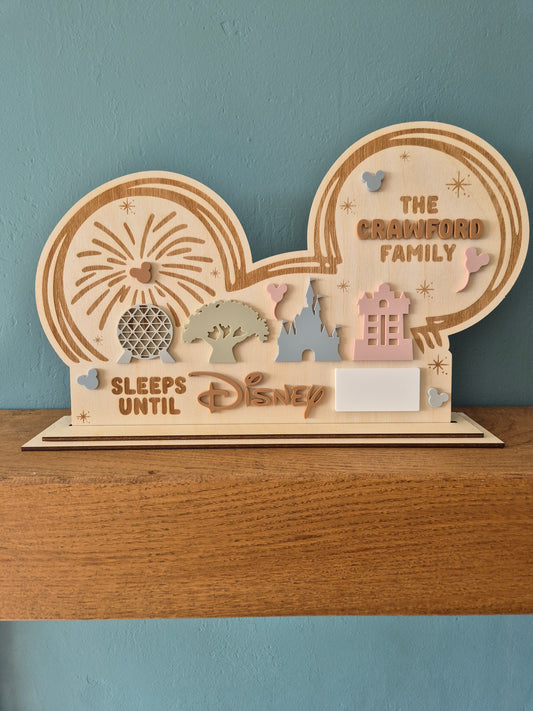 Disney World Holiday Countdown | Large Acrylic and Engraved Wood Reusable Sign