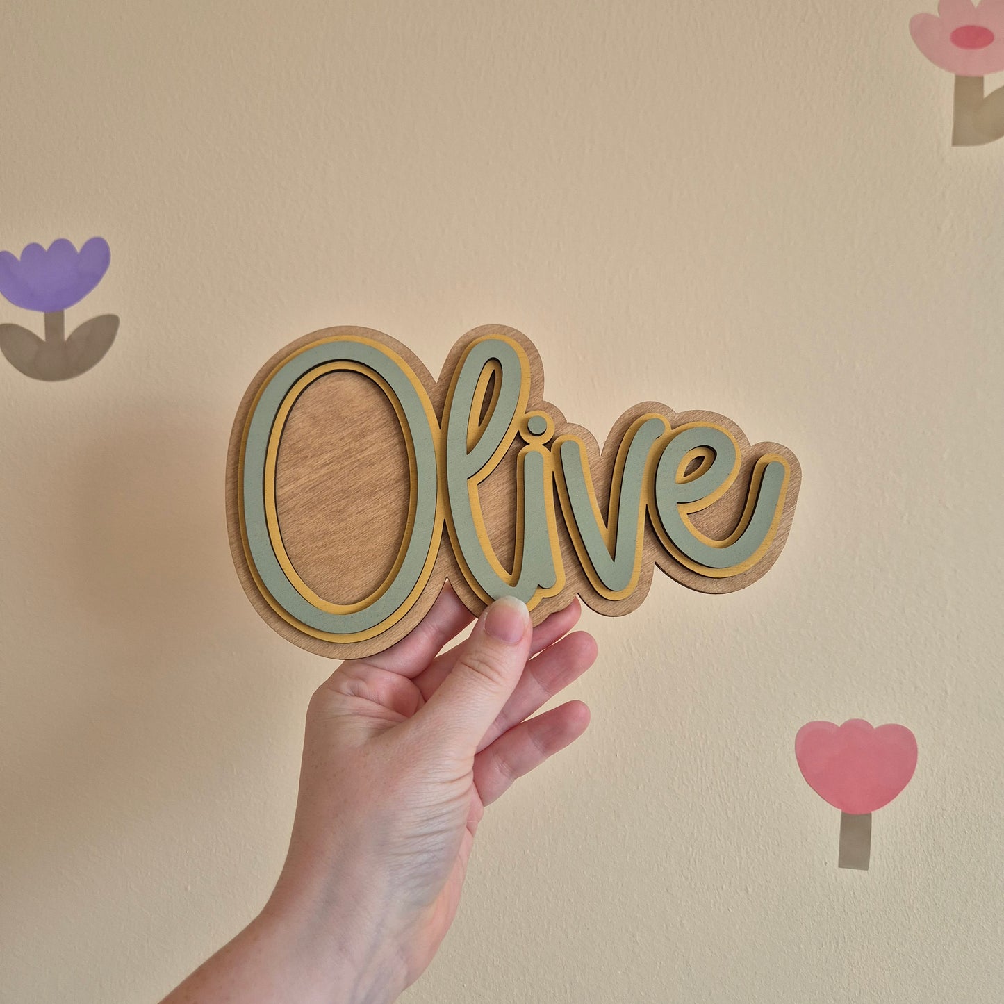 Personalised Wooden Triple Layer Name Sign