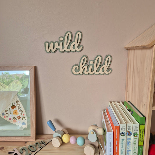 'Wild Child' Retro Double Layer Wooden Wall Sign