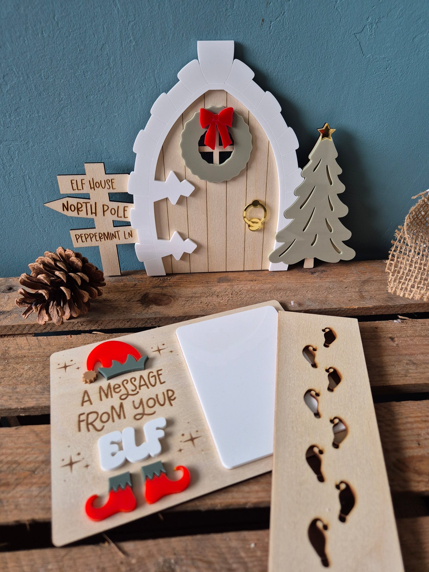 Christmas Elf Footprints Wooden Stencil