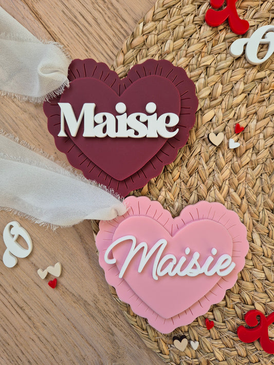 Personalised Ruffle Heart Basket Tag – Valentine’s Name Decoration