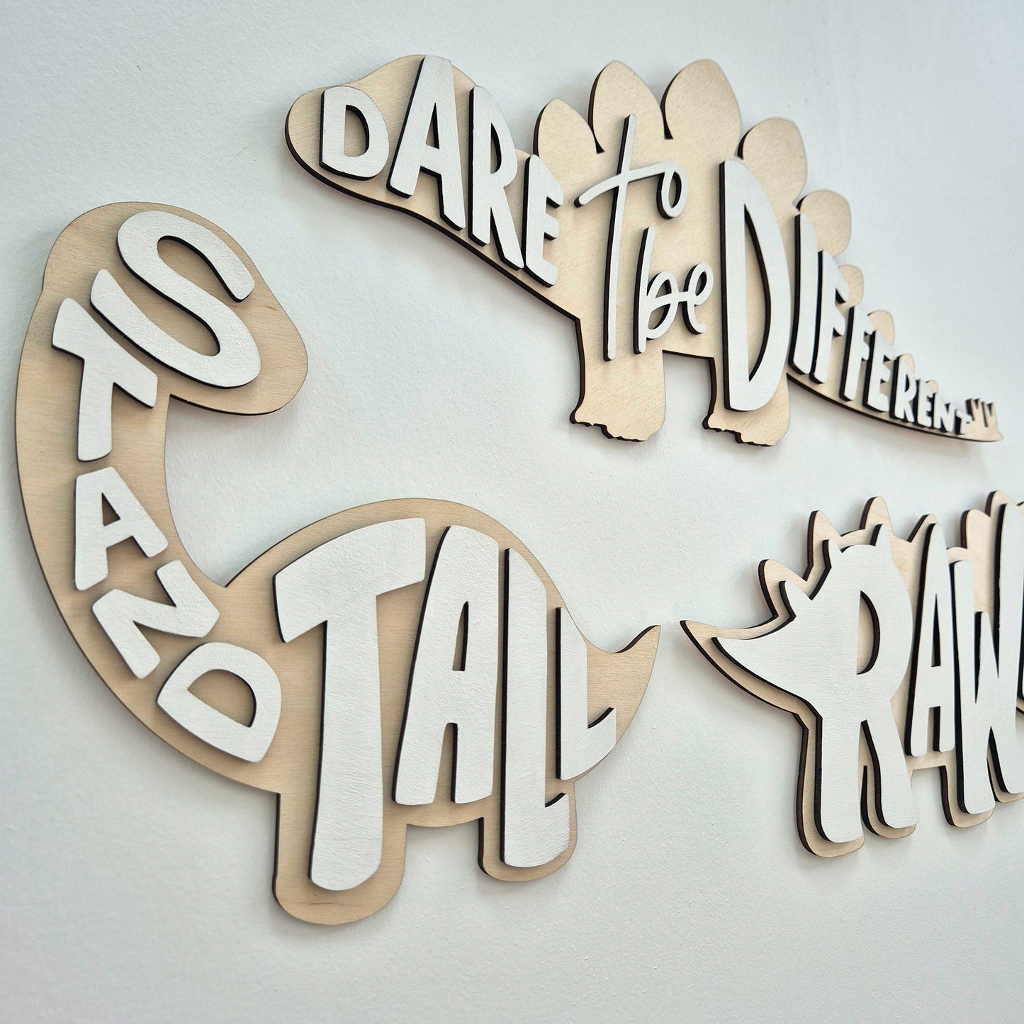 DinoRAWR Wall Signs – Set of 3, Inspirational Dinosaur Wooden Room Decor