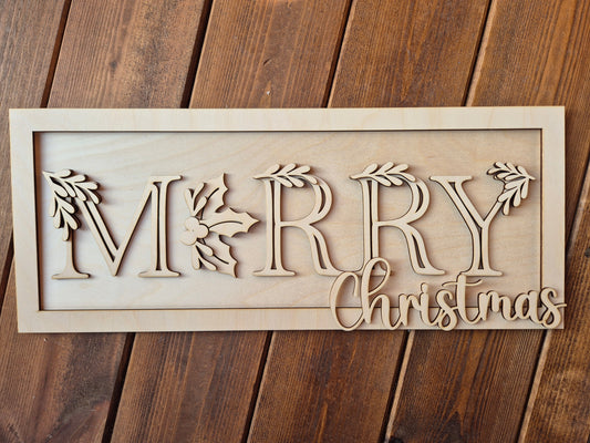 Merry Christmas Wooden Sign Blanks Kit