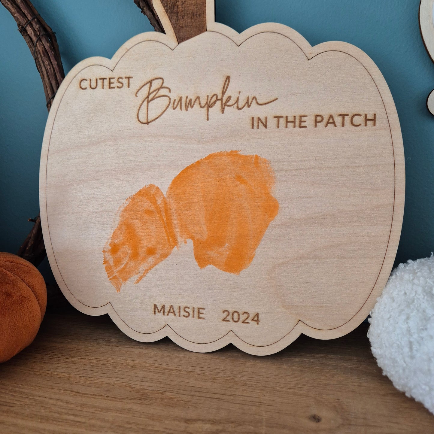 Cutest Bumpkin Personalised Sign | Baby Halloween Memory Plaque