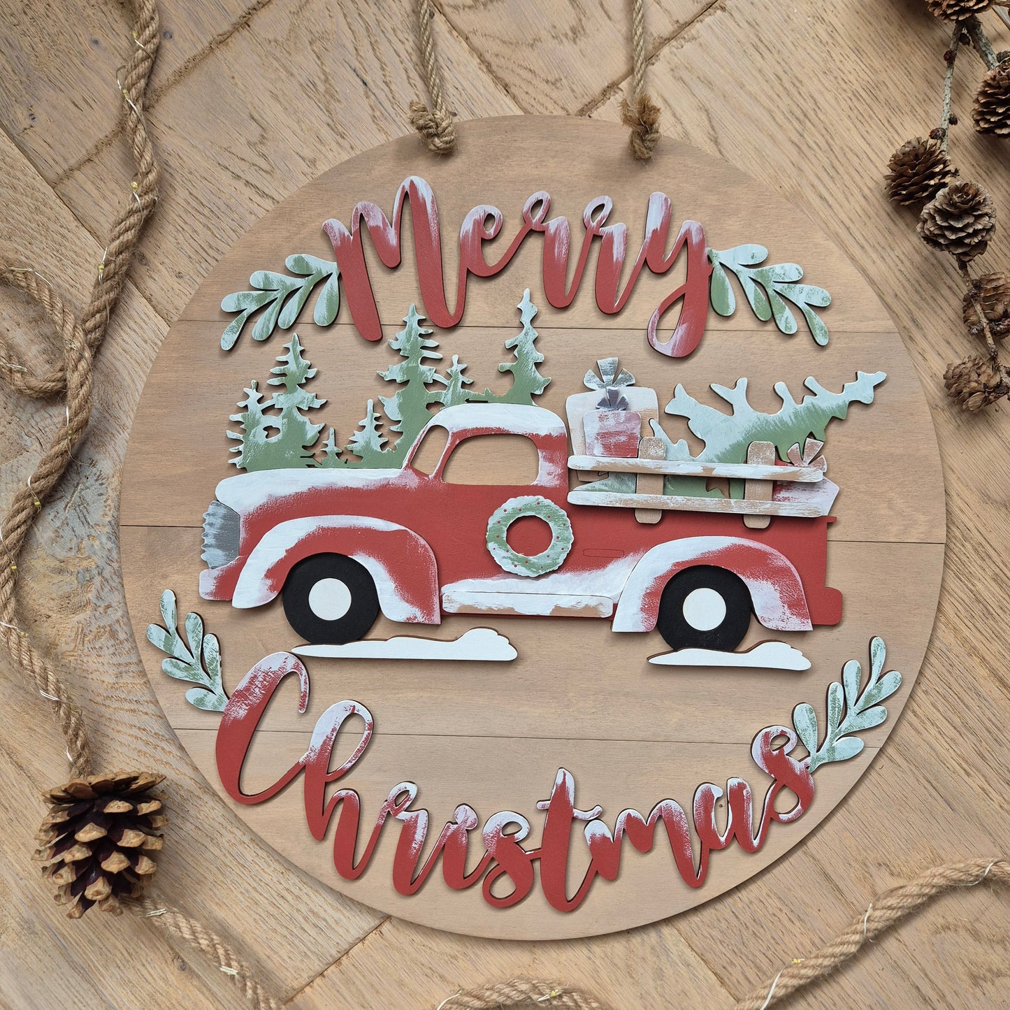 Christmas Truck Wreath (Red or Blue) Blanks Kit