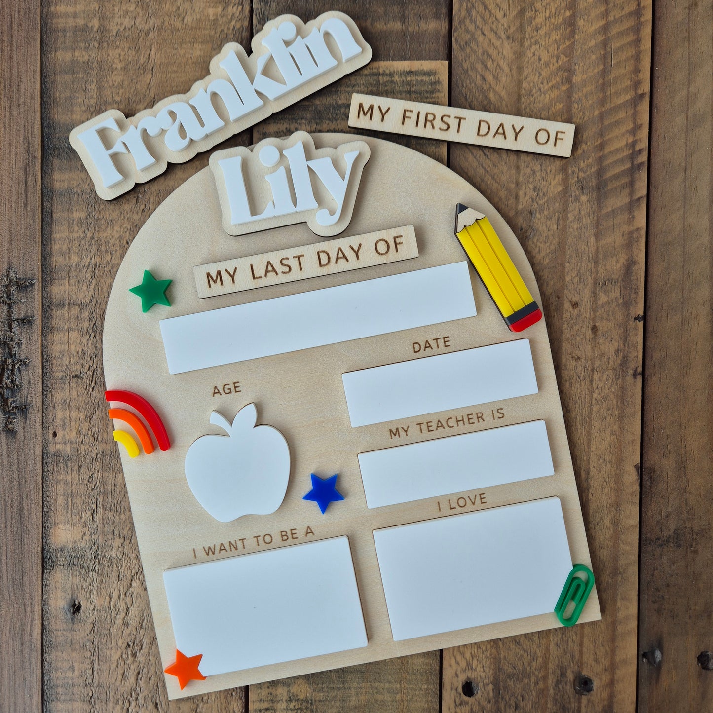 Personalised Back to School Board - Reusable Wooden and Acrylic Sign