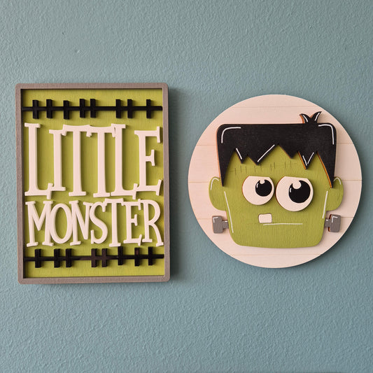 Frankenstein Little Monster Wooden and Acrylic Sign | Hand-painted Shelf Sitter