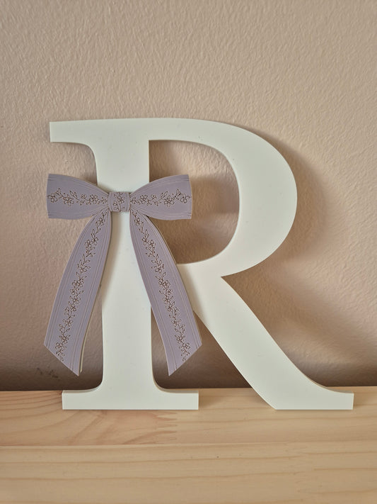 Personalised Monogram Letter with Floral Bow - Vintage Bedroom Decor