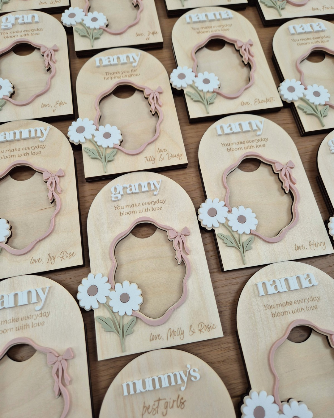 Personalised Floral Mother’s Day Photo Frame Magnet - Wooden and Acrylic Keepsake Gift