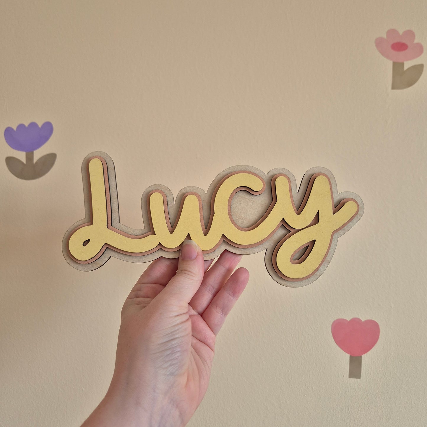 Personalised Wooden Triple Layer Name Sign