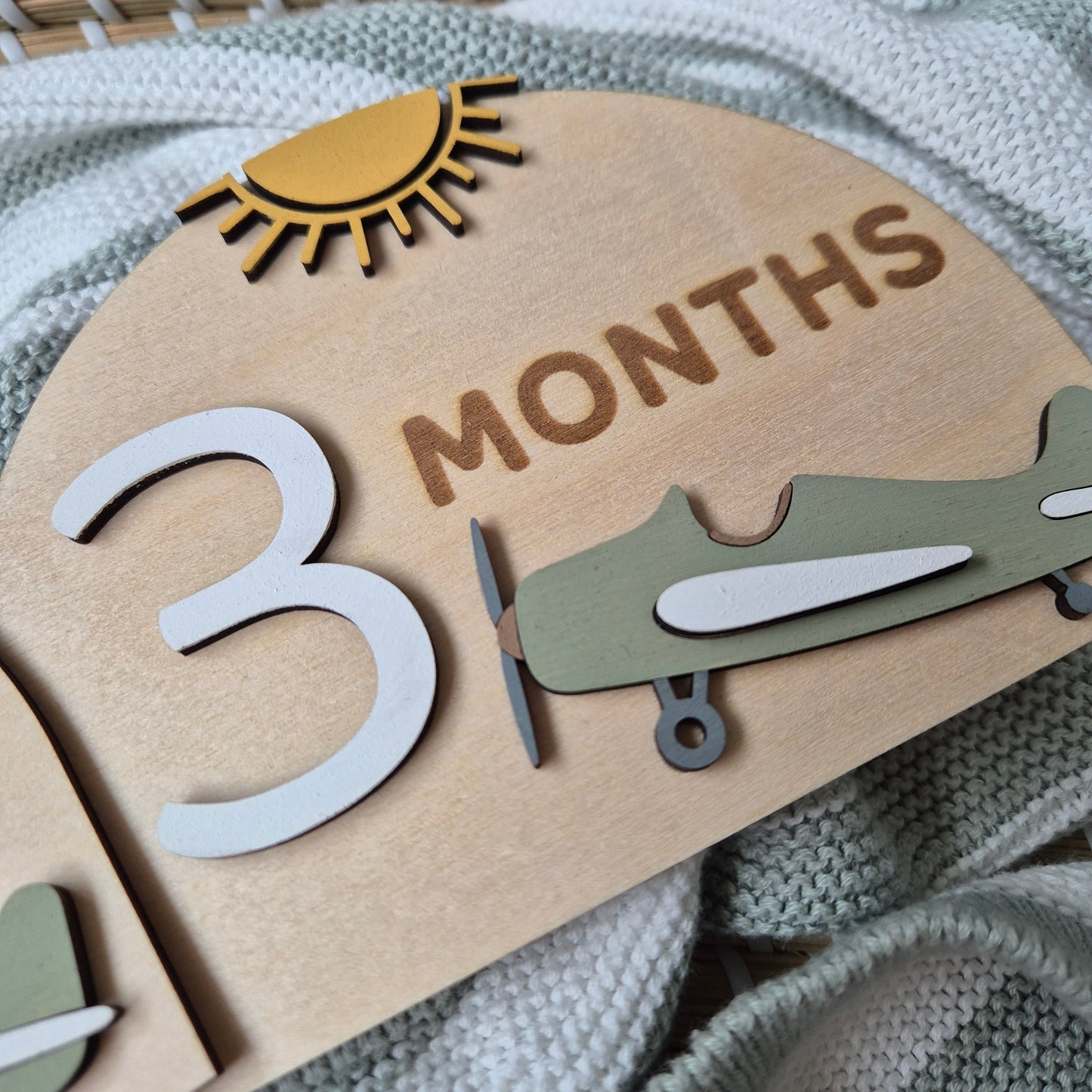 Vintage Plane Interchangeable Milestones Arch Plaques - Wooden Photo Props