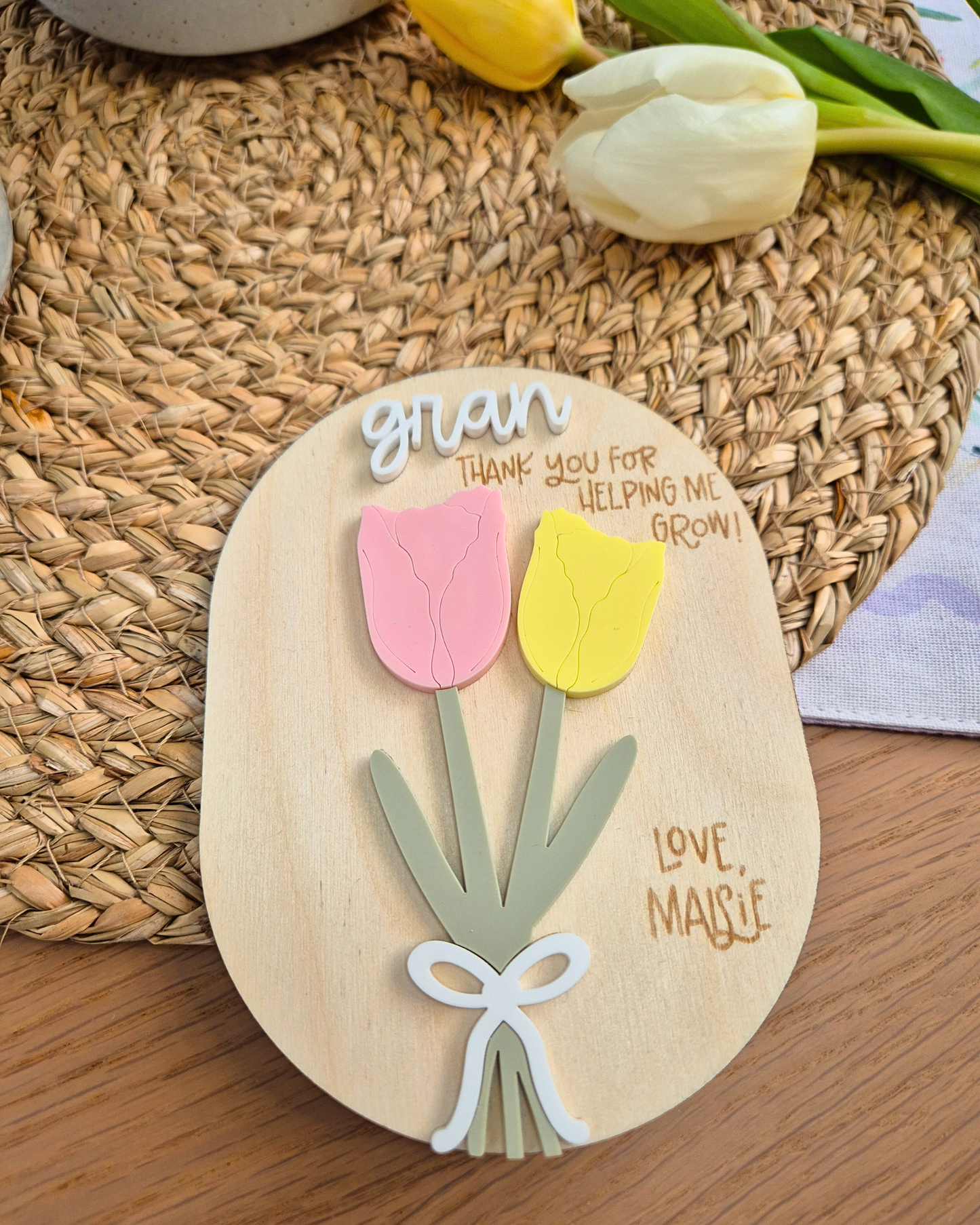 Personalised Floral Mother’s Day Magnet – “Thank You for Helping Me Grow”
