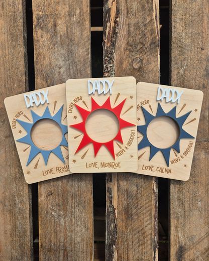 Superhero and Sidekick Photo Magnet - Personalised Father's Day Gift