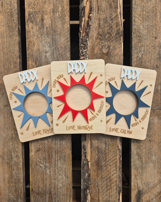 Superhero and Sidekick Photo Magnet - Personalised Father's Day Gift