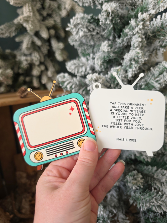* LIMITED EDITION* Christmas Video Message Keepsake - NFC Tag Enabled Vintage TV Tree Decoration