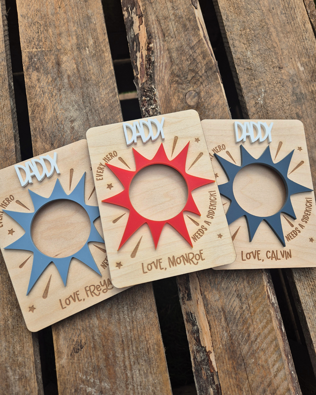 Superhero and Sidekick Photo Magnet - Personalised Father's Day Gift