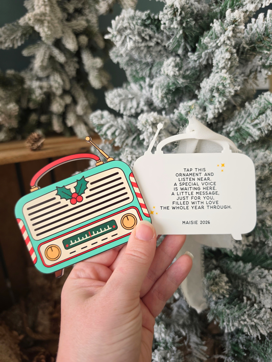* LIMITED EDITION* Christmas Voice Message Keepsake - NFC Tag Enabled Vintage Radio Tree Decoration