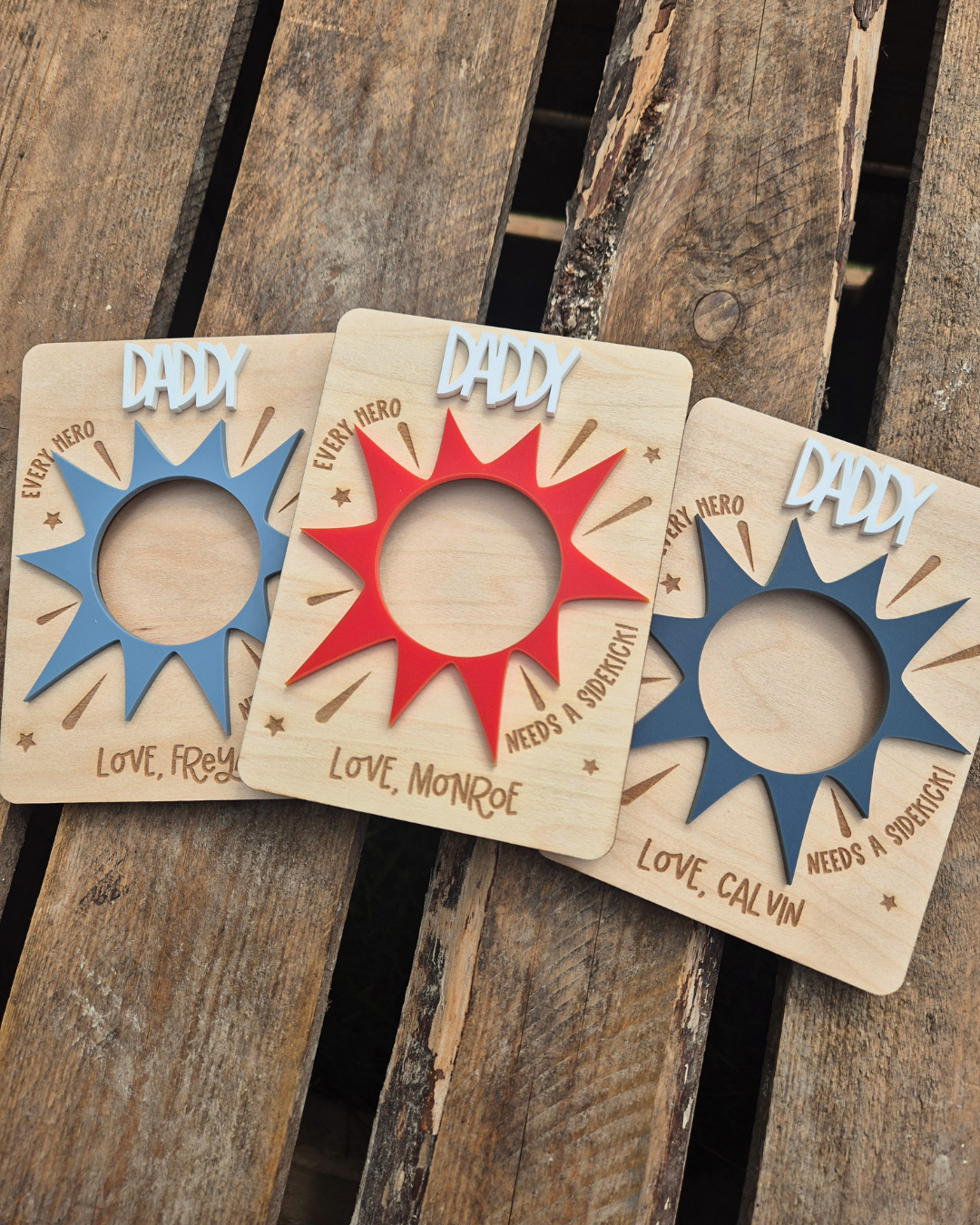 Superhero and Sidekick Photo Magnet - Personalised Father's Day Gift