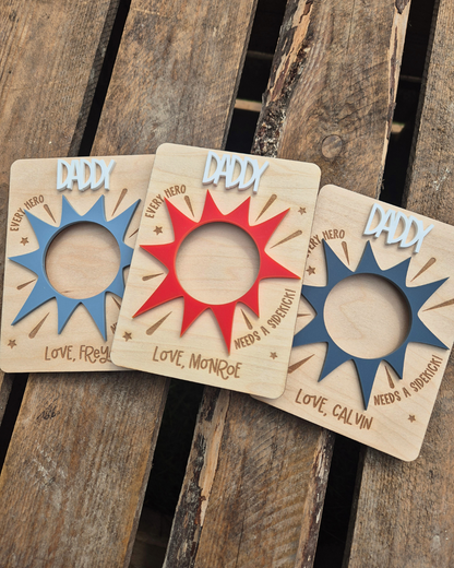 Superhero and Sidekick Photo Magnet - Personalised Father's Day Gift