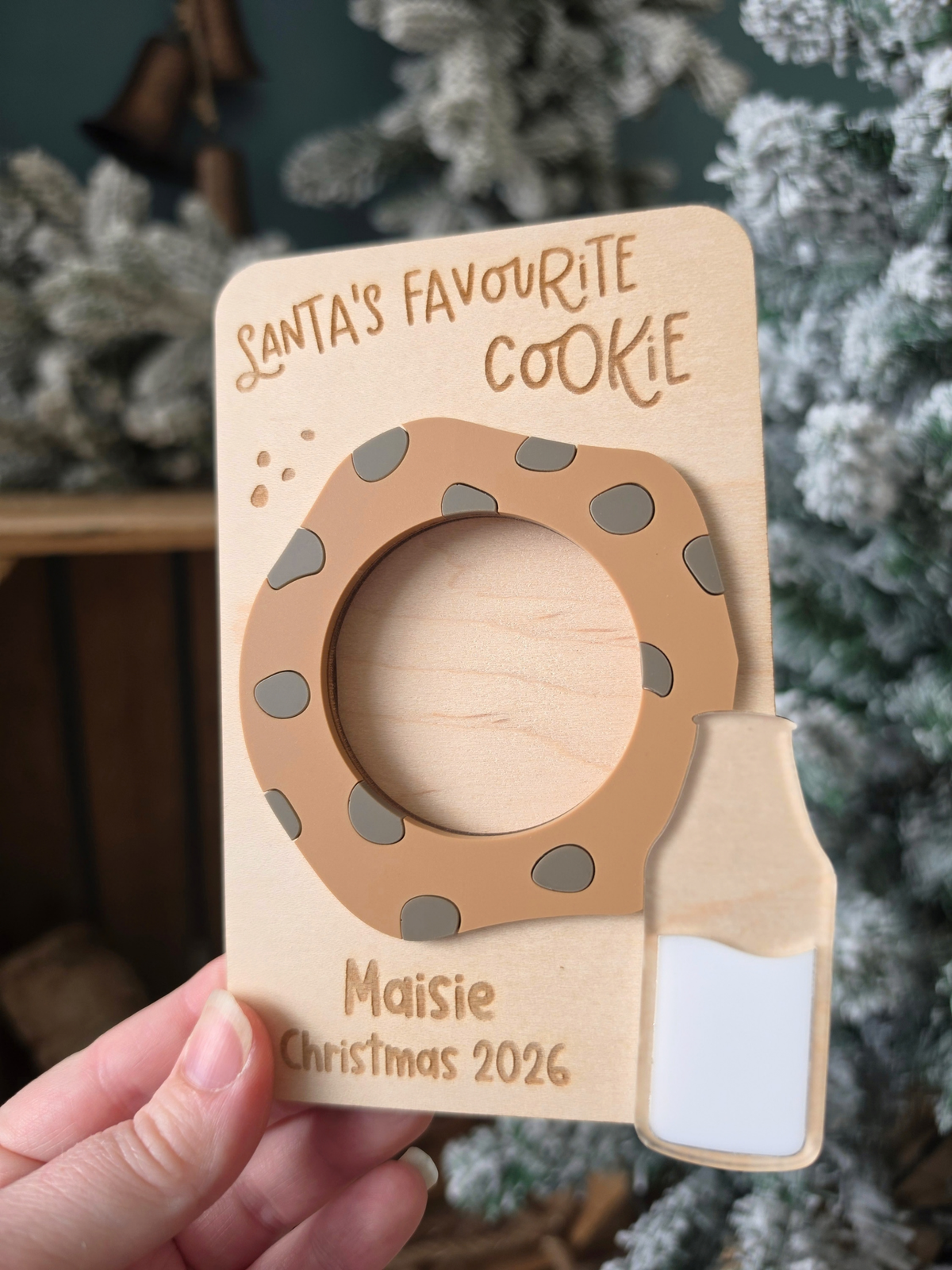 Personalised Christmas Cookie Photo Fridge Magnet - Wooden and Acrylic Gift