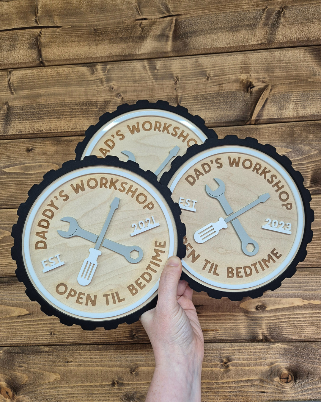 Custom Workshop and Garage Sign - Personalised Wooden and Acrylic Father's Day Gift