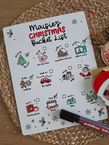 * LIMITED EDITION * Christmas Bucket List Activity Board - Personalised Acrylic Dry-wipe Sign